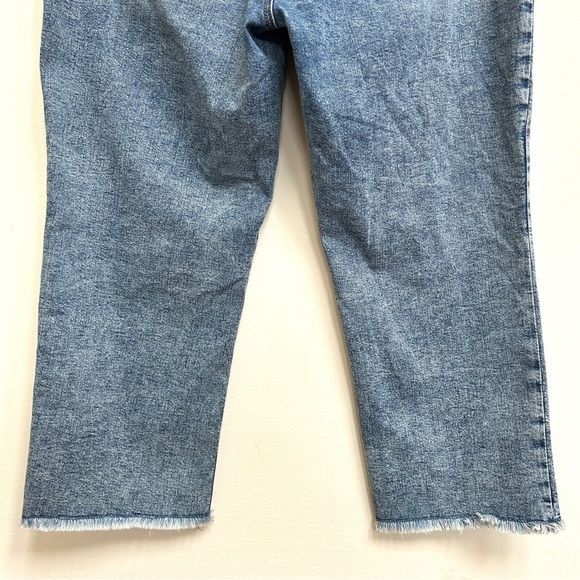 LOFT Curvy Straight Frayed Raw Hem Ankle Blue Jeans, Size 16 - Picture 7 of 11